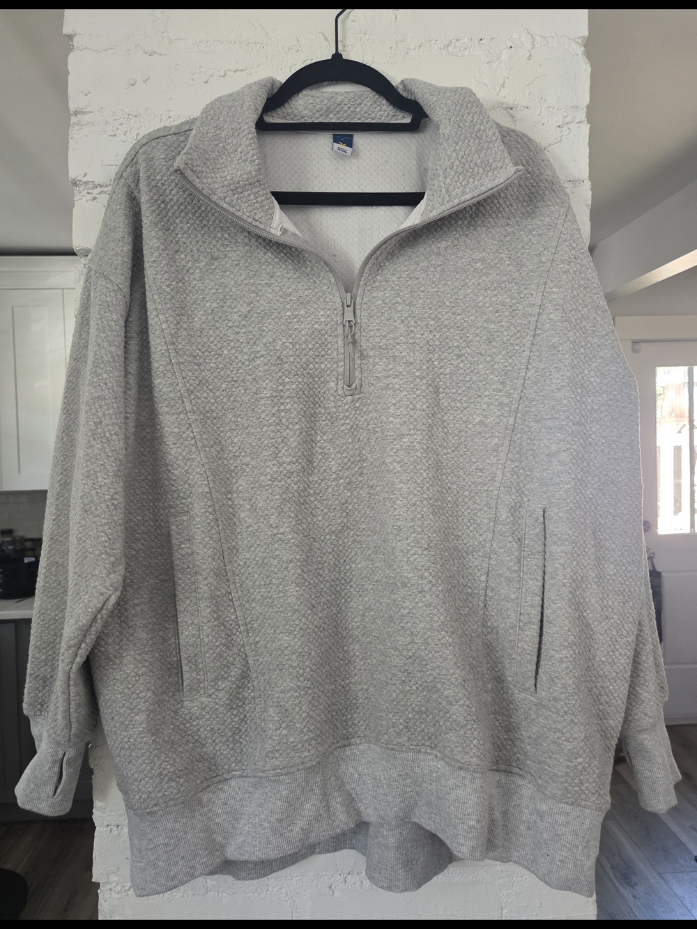 Women's Heather Grey Half-Zip Pullover Sweatshirt Hoodie